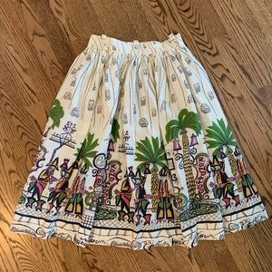 VINTAGE 50s circle skirt with tropical print - waist 28 in